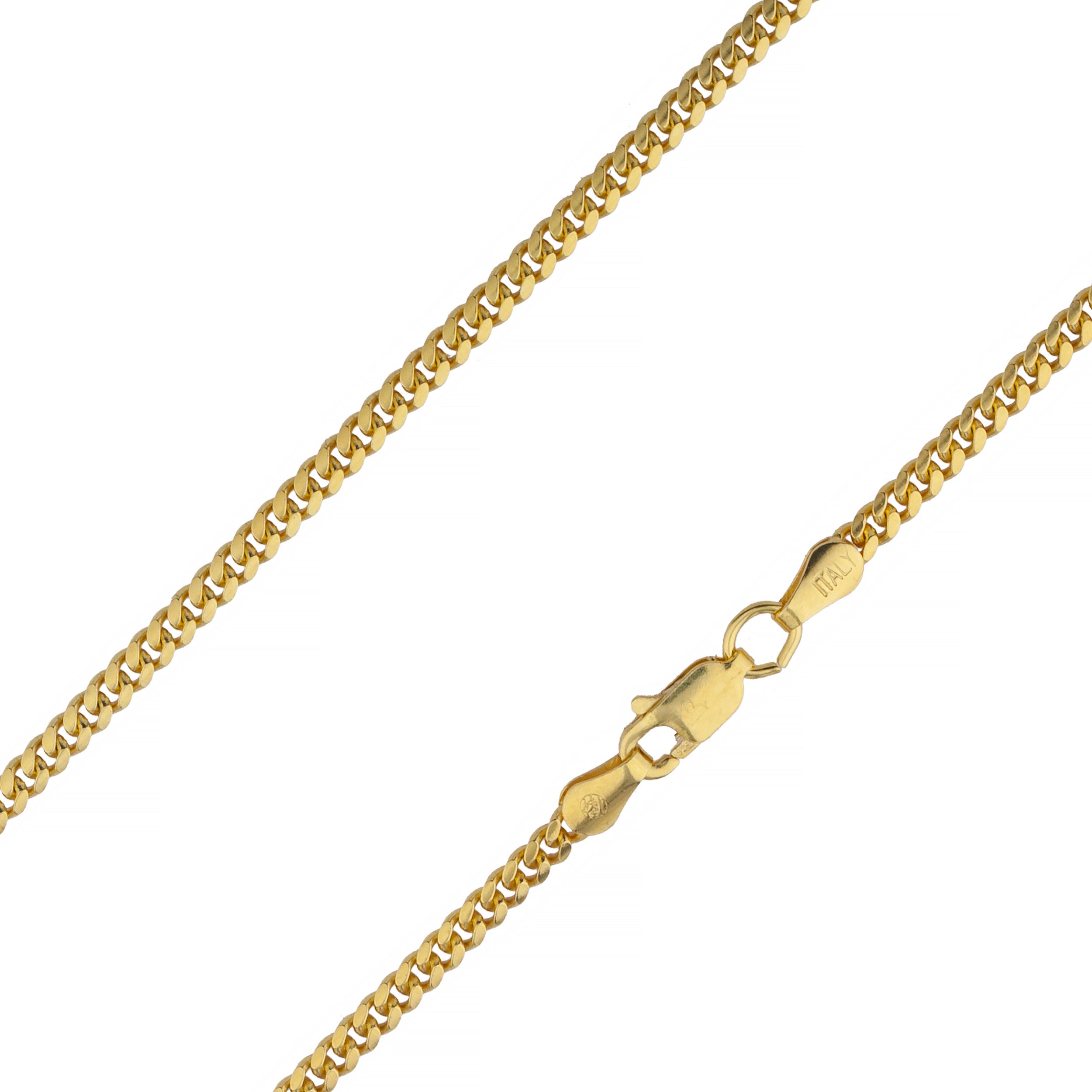 925 Sterling Silver 3mm Miami Cuban Gold Plated Chain