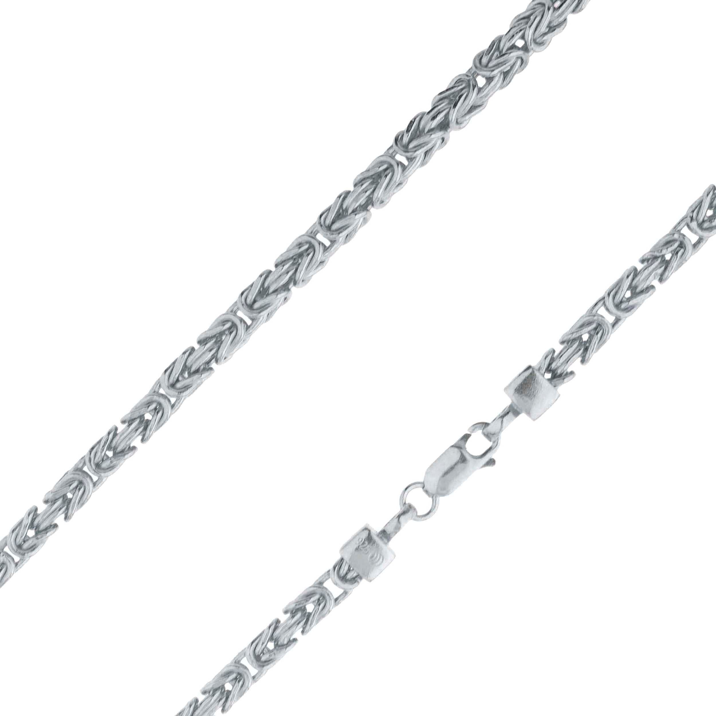 Sterling Silver 4mm Bynzantine Rhodium Chain