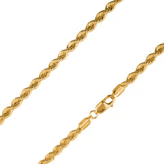 Sterling Silver 4mm Rope Diamond Cut Gold Plated Chain