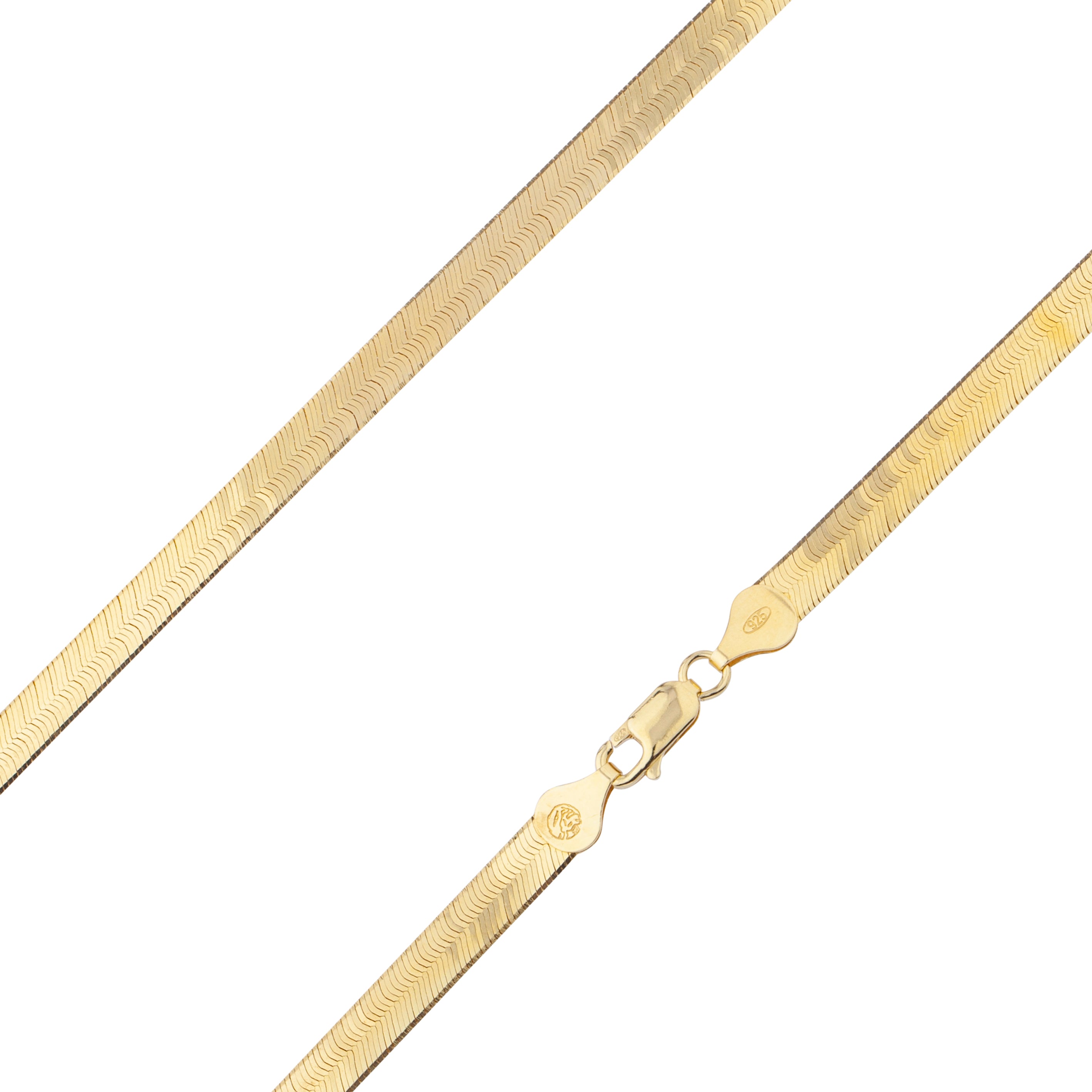 Sterling Silver 5.5mm Solid Herringbone Gold Plated Chain