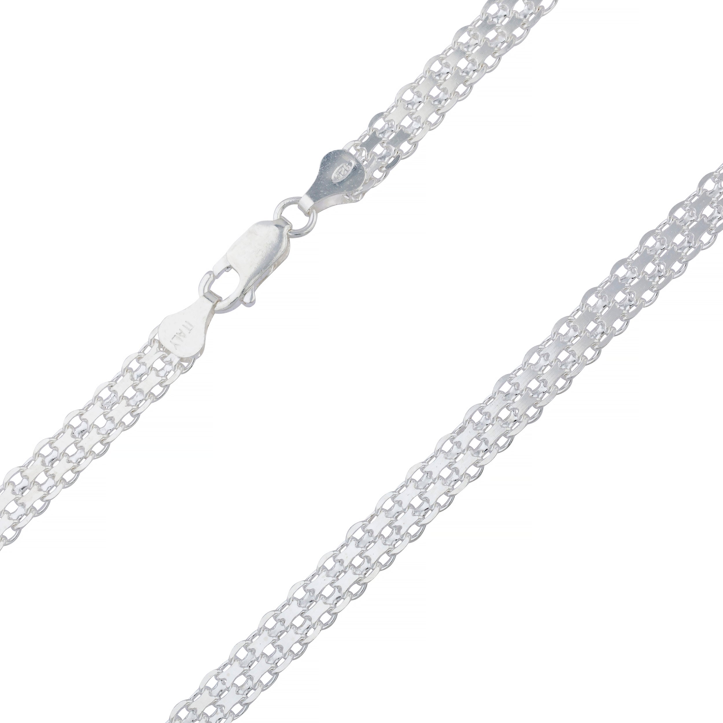  Sterling Silver 6mm Flat Bismark Chain