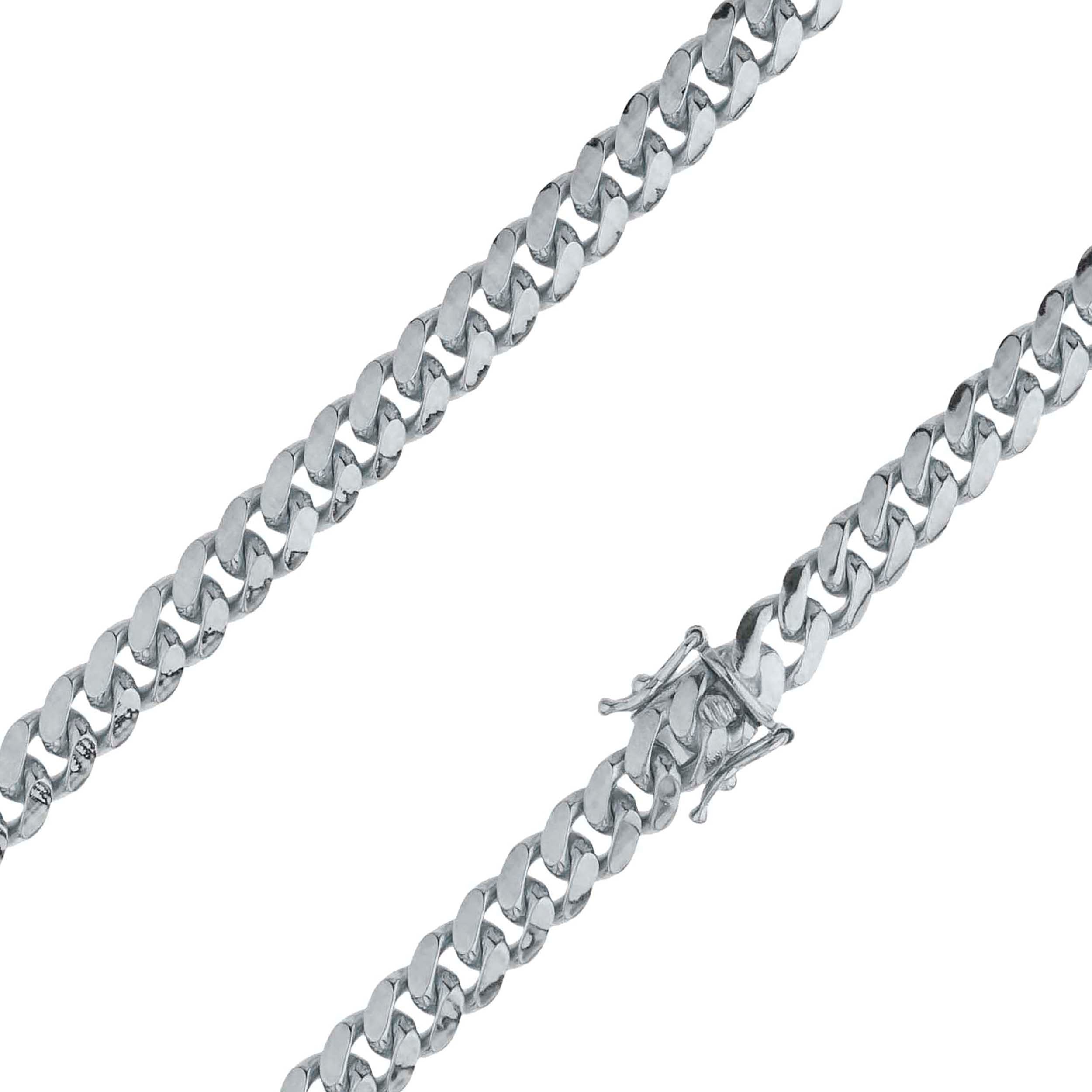 Sterling Silver 7mm Miami Cuban Link Rhodium Chain