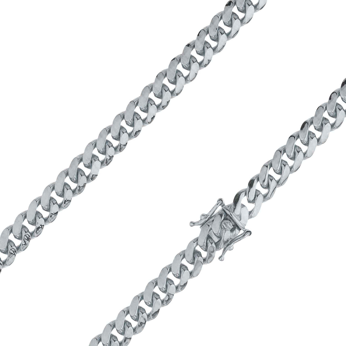 Sterling Silver 7mm Miami Cuban Link Rhodium Chain