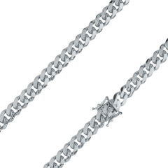 Sterling Silver 7mm Miami Cuban Link Rhodium Chain