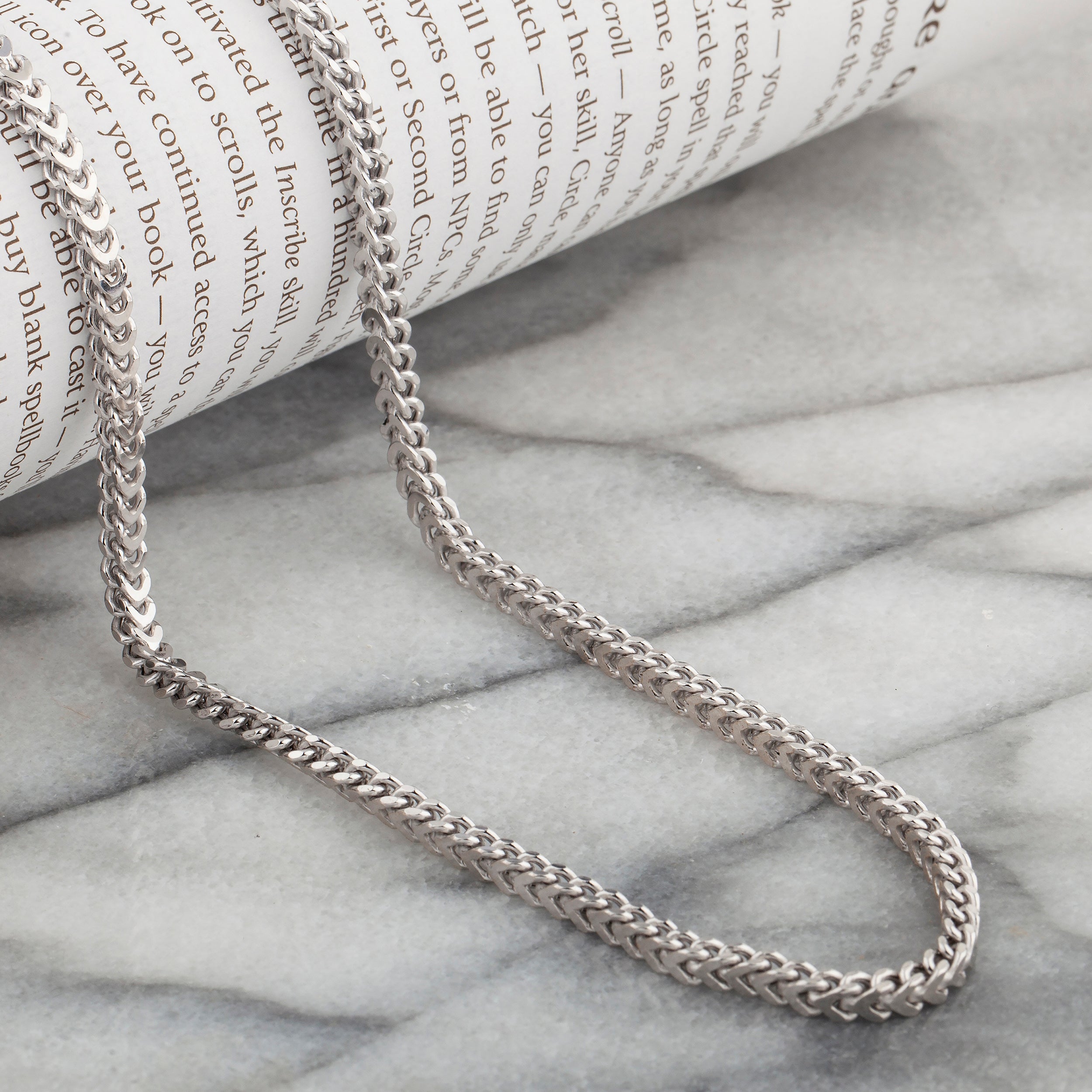 925 Sterling Silver 3.5mm Franco Wheat Chain