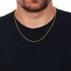 925 Sterling Silver 2mm Moon Cut Bead Ball Gold Plated Chain