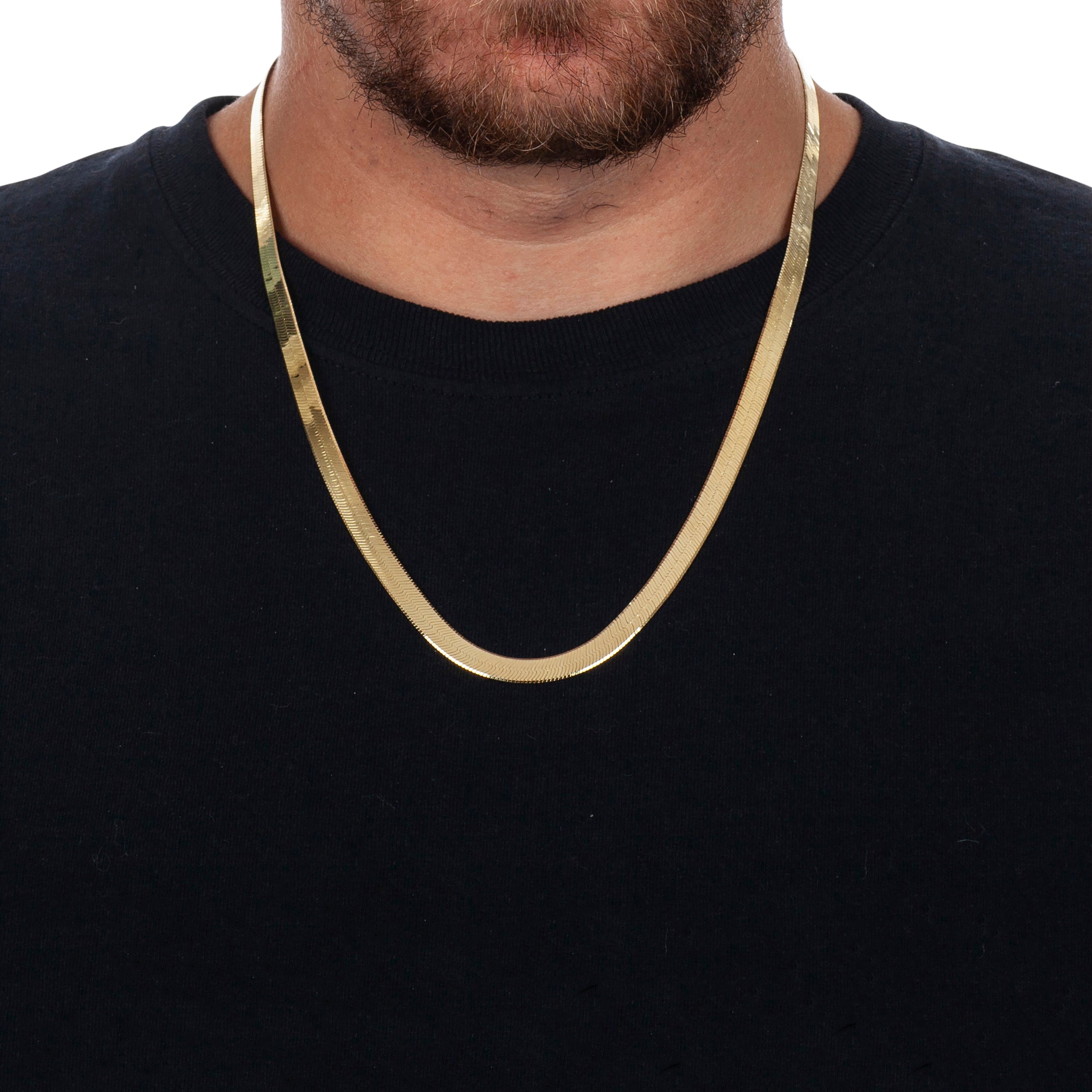 Sterling Silver Solid Herringbone Gold Plated Chain