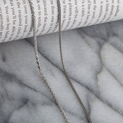 925 Sterling Silver 1.5mm Spiga Wheat Diamond Cut Oxidized Chain