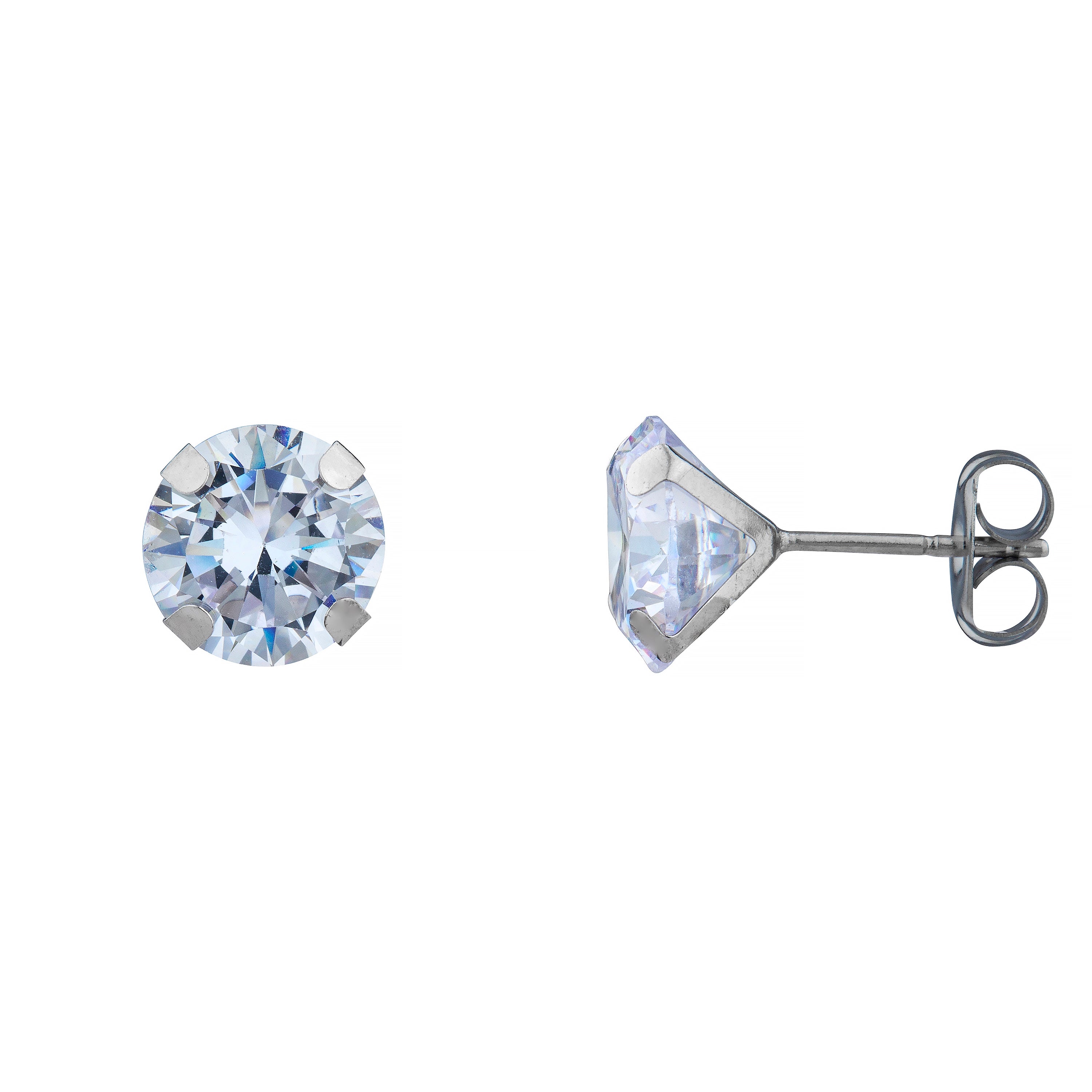 14k White Gold Brilliant Round Martini Setting Studs