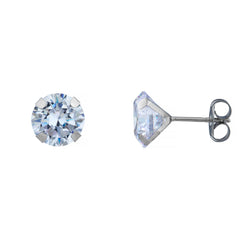 14k White Gold Brilliant Round Martini Setting Studs