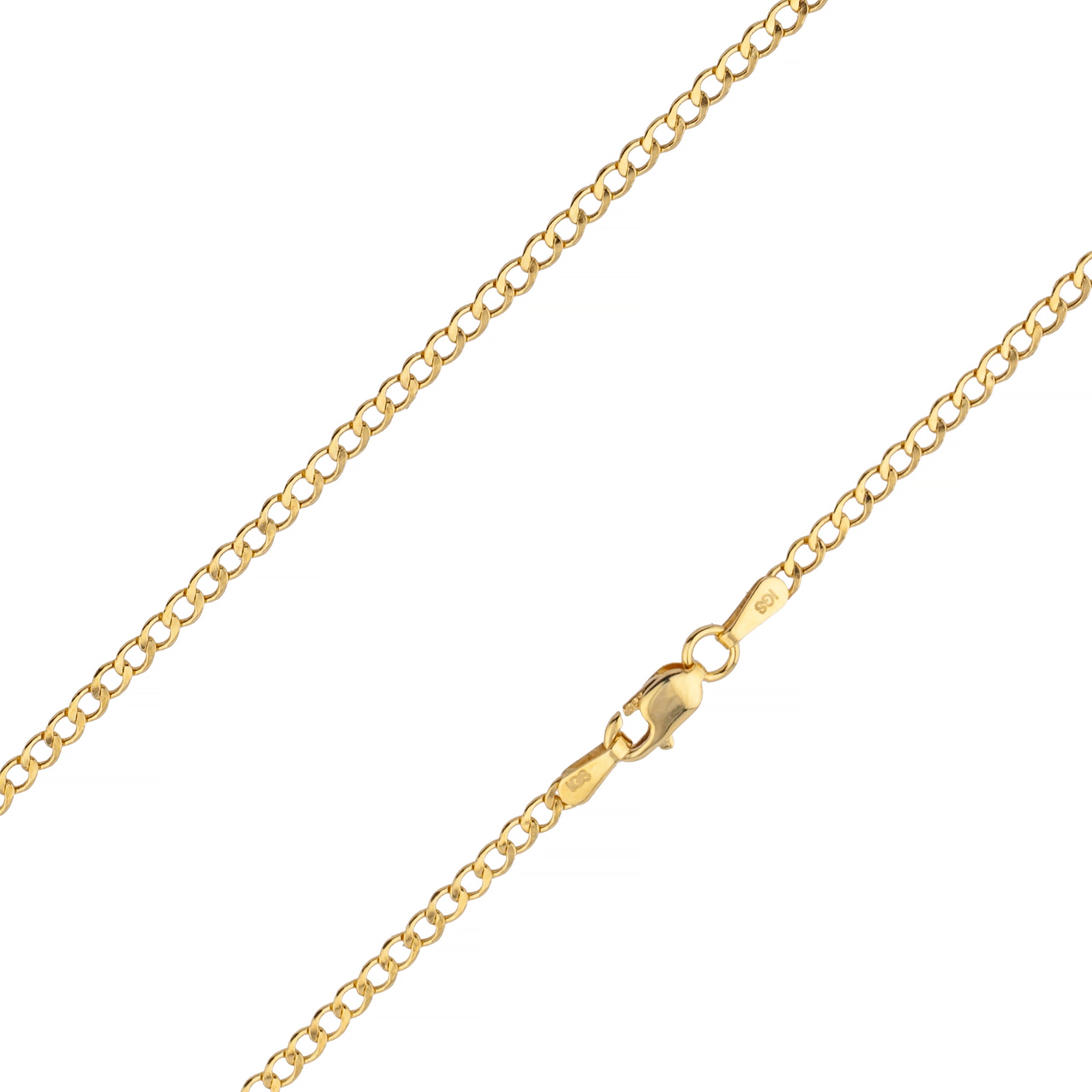 14K Yellow Gold 2.5mm Hollow Cuban Curb Link Chain