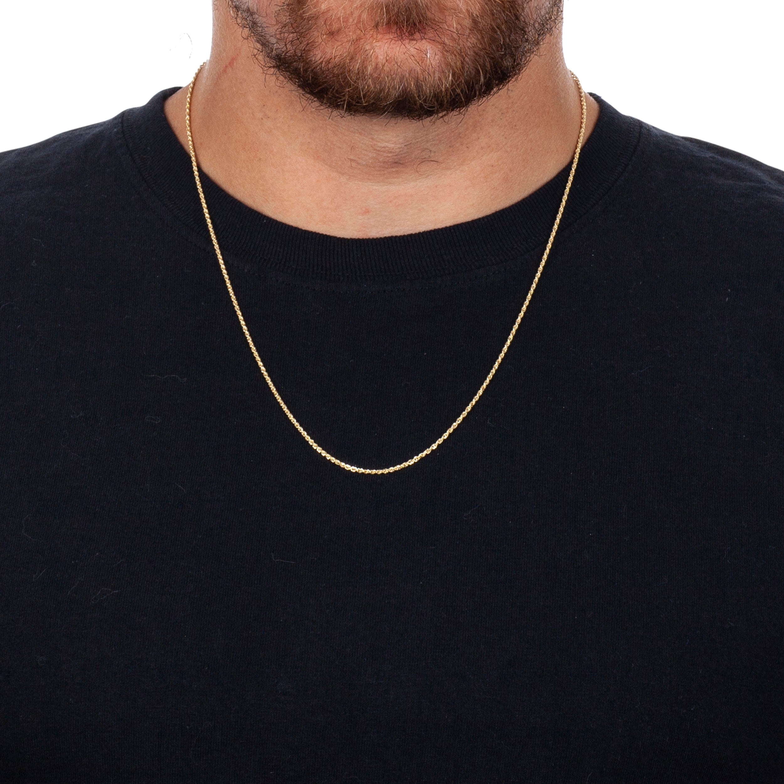 10K Yellow Gold 2mm Hollow Rope Chain Diamond-Cut