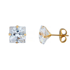 14k Yellow Gold Princess Martini Setting Studs